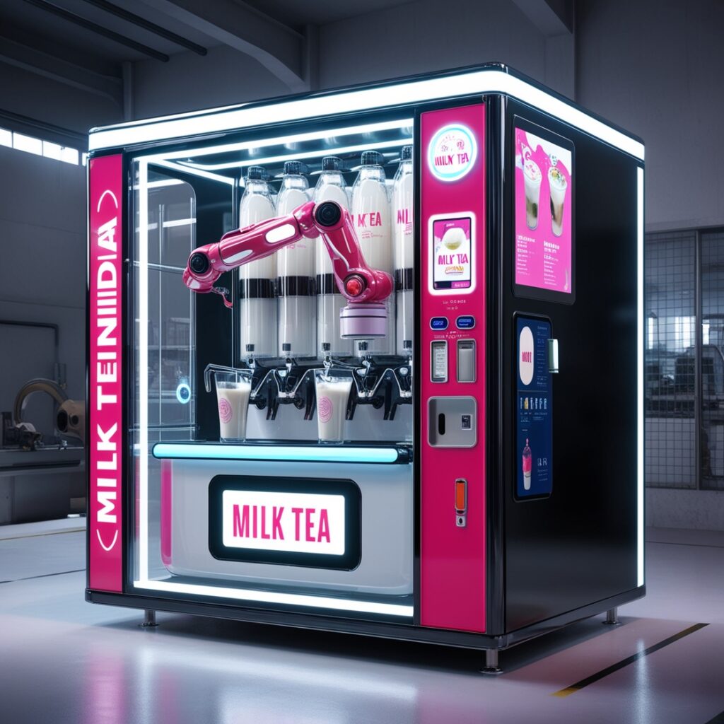 Leonardo phoenix a futuristic modern milk tea vending machine 1
